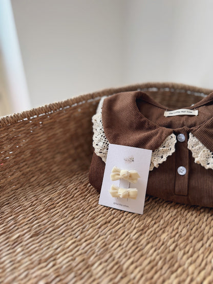 VELVET PETIT BOW SET - CREAM CUP