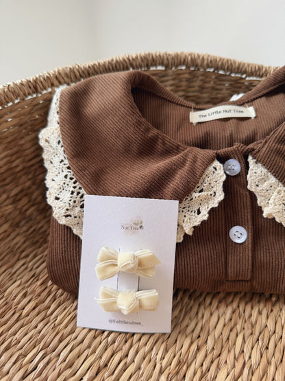 VELVET PETIT BOW SET - CREAM CUP