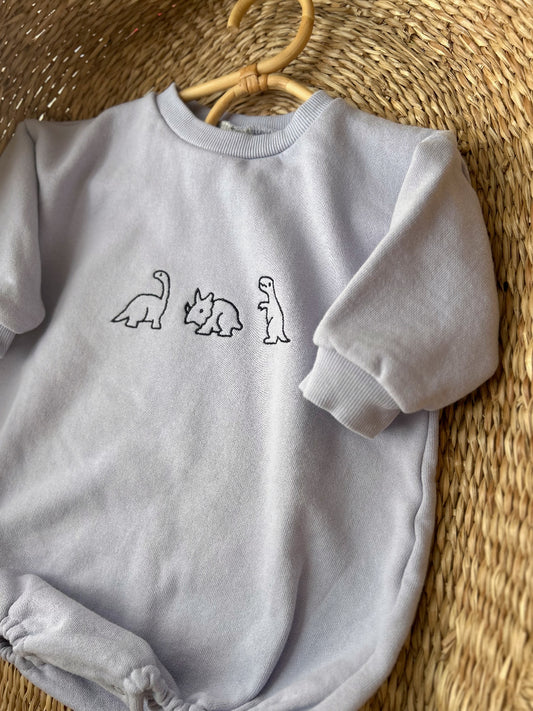 DINOSAUR EMBROIDERED JERSERY ROMPER
