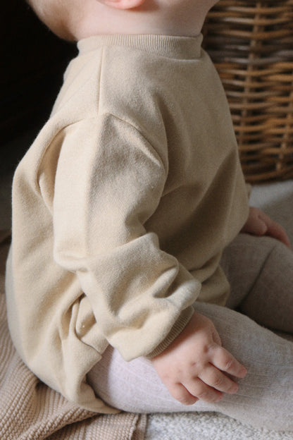 LALA JERSEY COTTON ROMPER - BEIGE