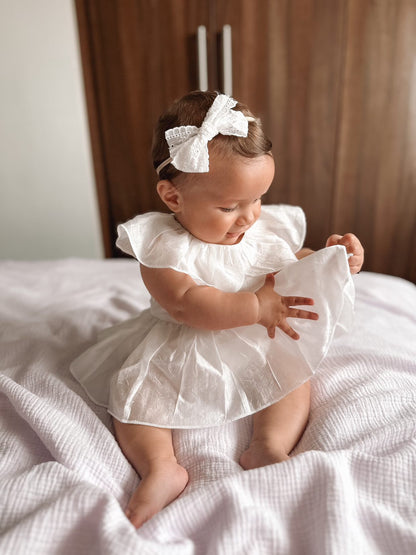 WHITE PETAL TUTU ROMPER