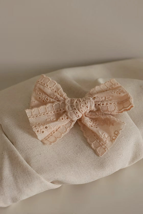 BRODERIE COTTON BOW - APRICOT
