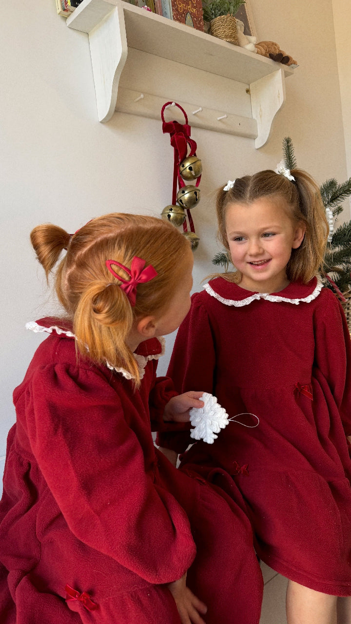 HOLLY BERRY FLEECE TIERED DRESS