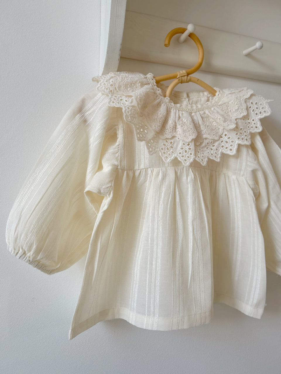 BRODERIE COTTON COLLAR BLOUSE