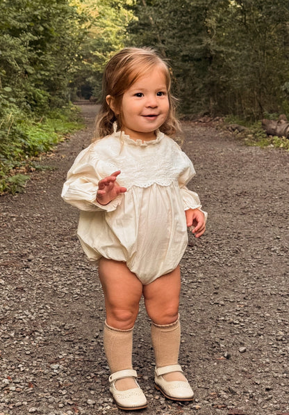 IVORY BRODERIE FRILL COTTON ROMPER