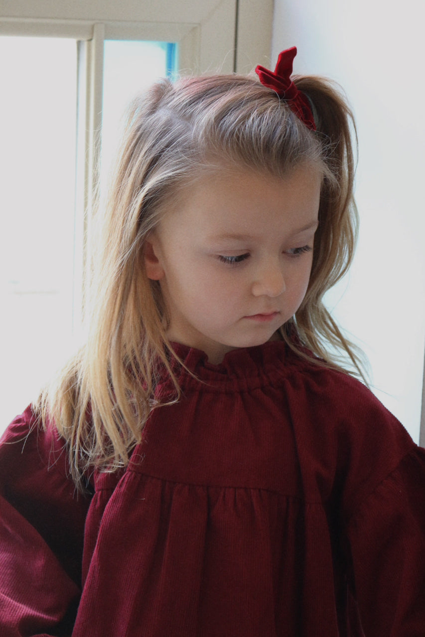 WINTER BERRY SMOCK NEEDLECORD DRESS