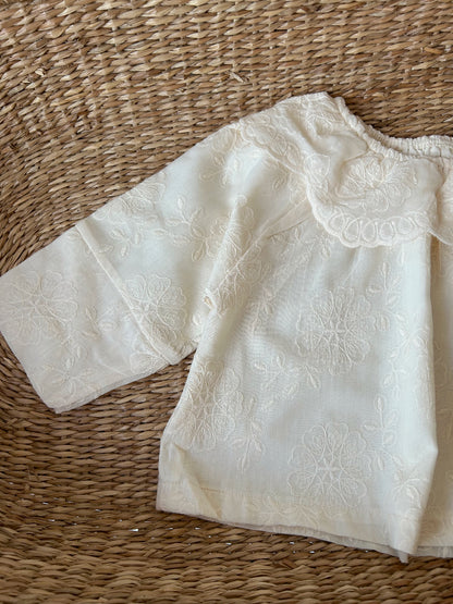 FLORAL BRODERIE COTTON BLOUSE & BLOOMER