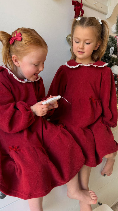HOLLY BERRY FLEECE TIERED DRESS