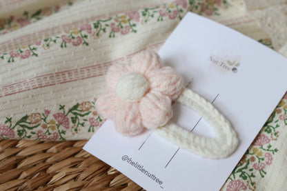 DAISY CROCHET SNAP CLIP - PINK
