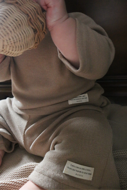 ULTRA SOFT KNIT RIBBED LOUNGE PANTS - COCO