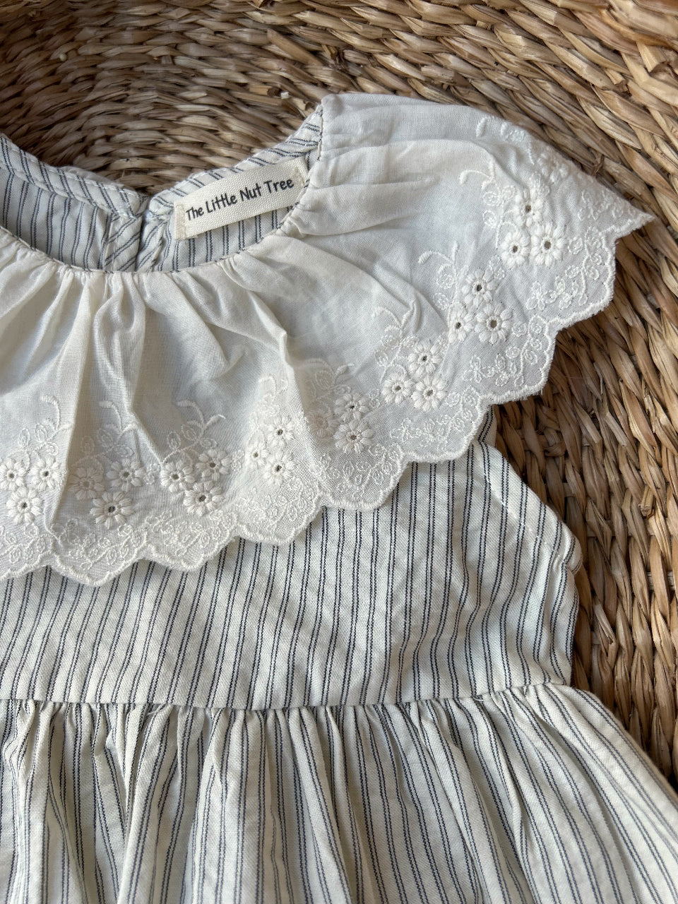NEUTRAL STRIPE CO-ORD WITH FRILLED COLLAR
