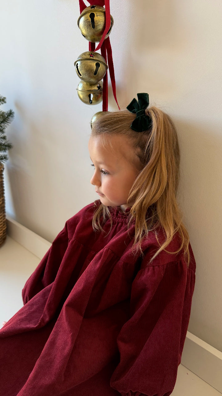 WINTER BERRY SMOCK NEEDLECORD DRESS