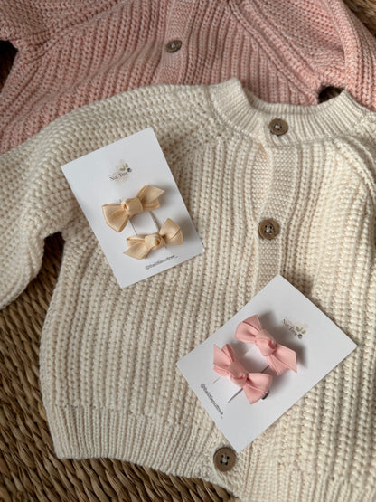 PETIT SILK RIBBON BOW SET - TWO COLOURS