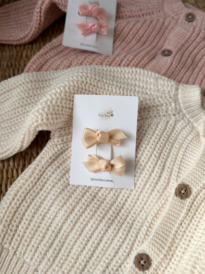 PETIT SILK RIBBON BOW SET - TWO COLOURS