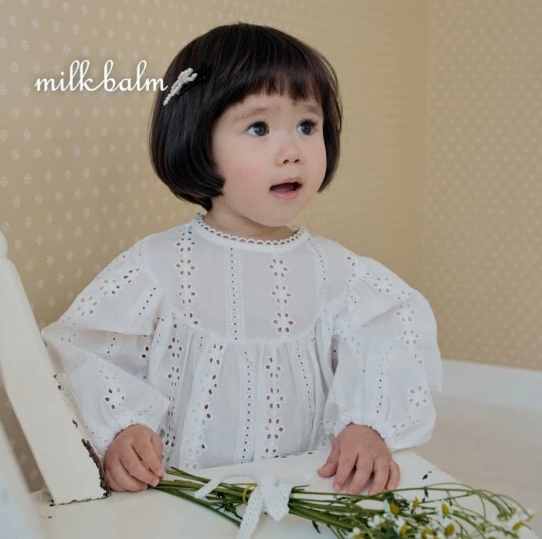 WHITE BRODERIE ANGLAIS COTTON ROMPER