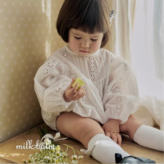 WHITE BRODERIE ANGLAIS COTTON ROMPER