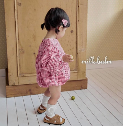 FLORAL EMBROIDERED GINGHAM COTTON ROMPER