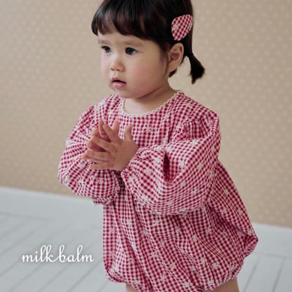 FLORAL EMBROIDERED GINGHAM COTTON ROMPER