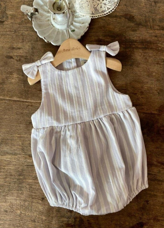 LAVENDER BOW STRIPE ROMPER