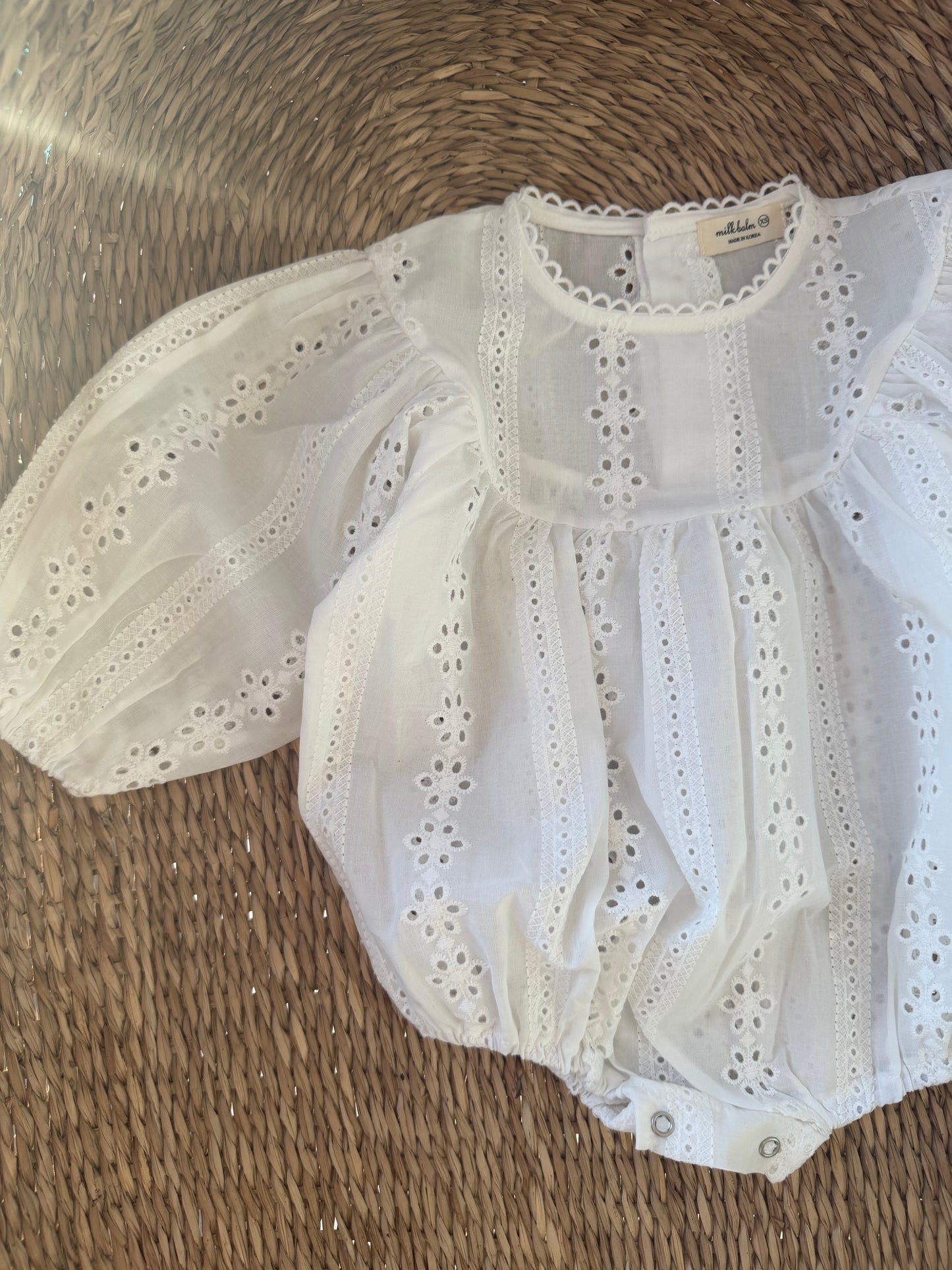 WHITE BRODERIE ANGLAIS COTTON ROMPER
