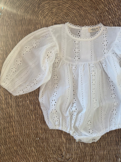 WHITE BRODERIE ANGLAIS COTTON ROMPER