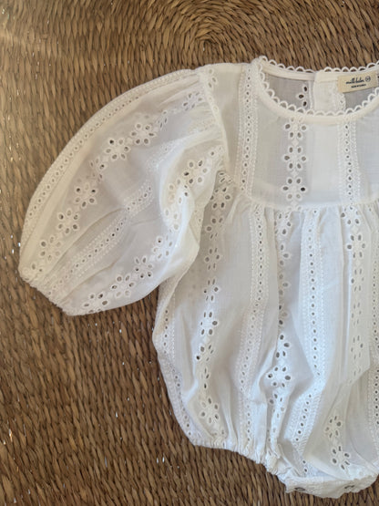 WHITE BRODERIE ANGLAIS COTTON ROMPER