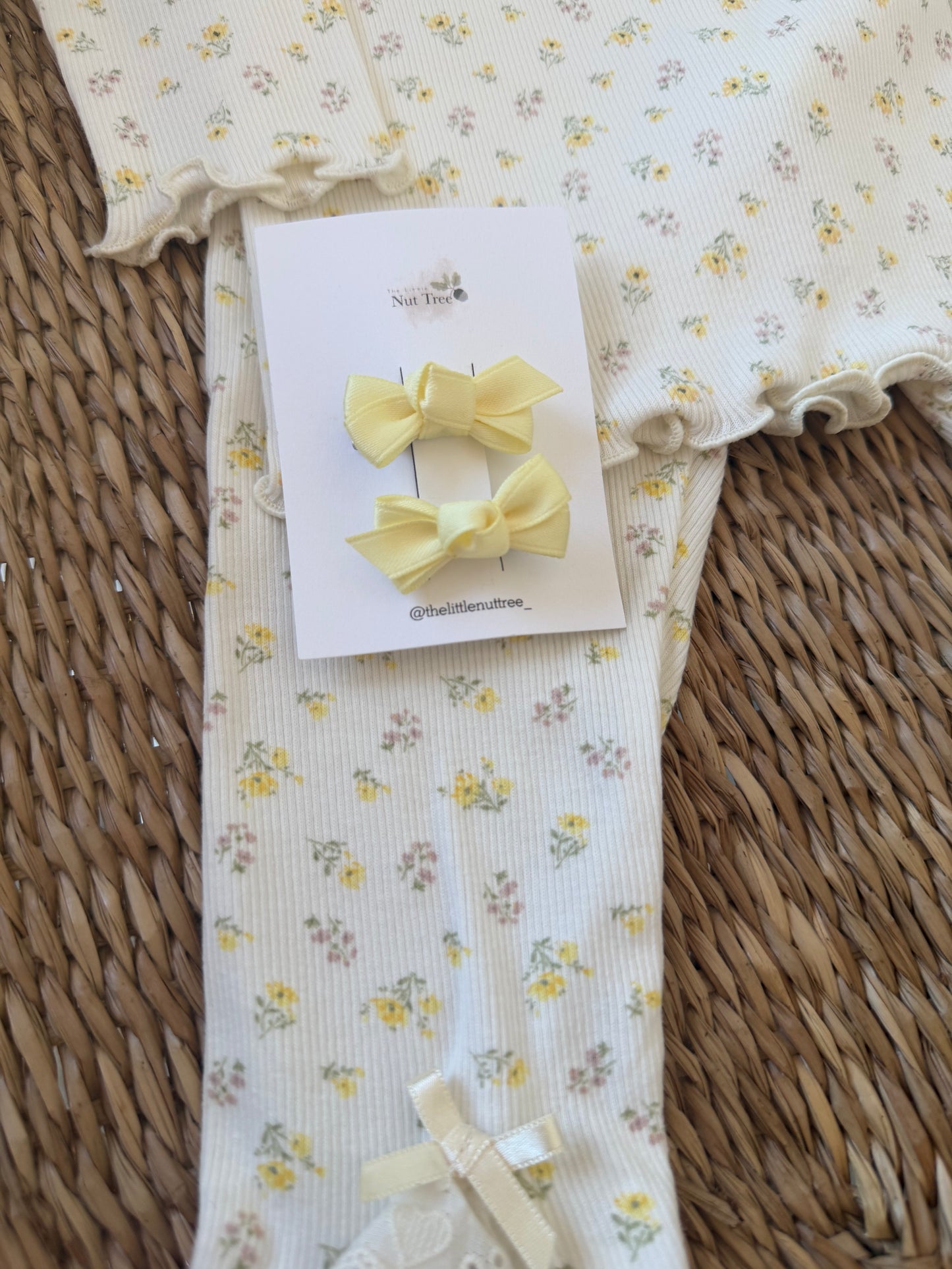 PETIT SILK RIBBON BOW SET - LEMON