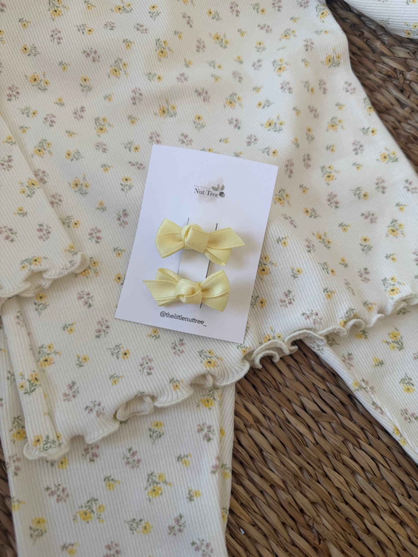 PETIT SILK RIBBON BOW SET - LEMON