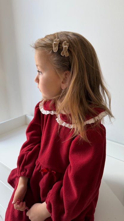 VELVET PETIT BOW SET - TOFFEE BEIGE