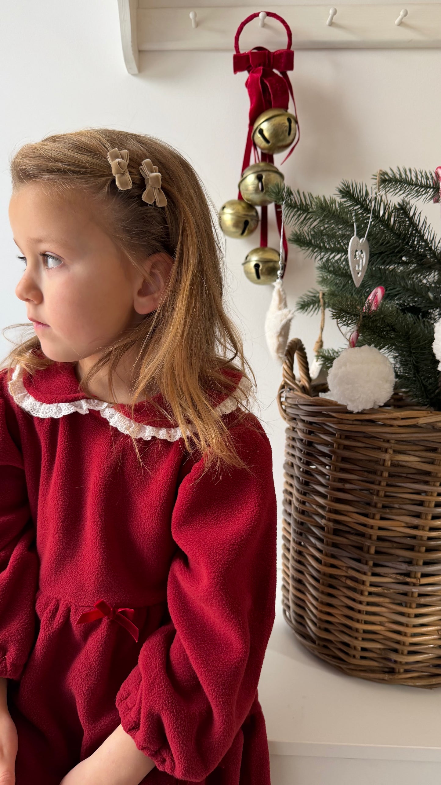 VELVET PETIT BOW SET - TOFFEE BEIGE