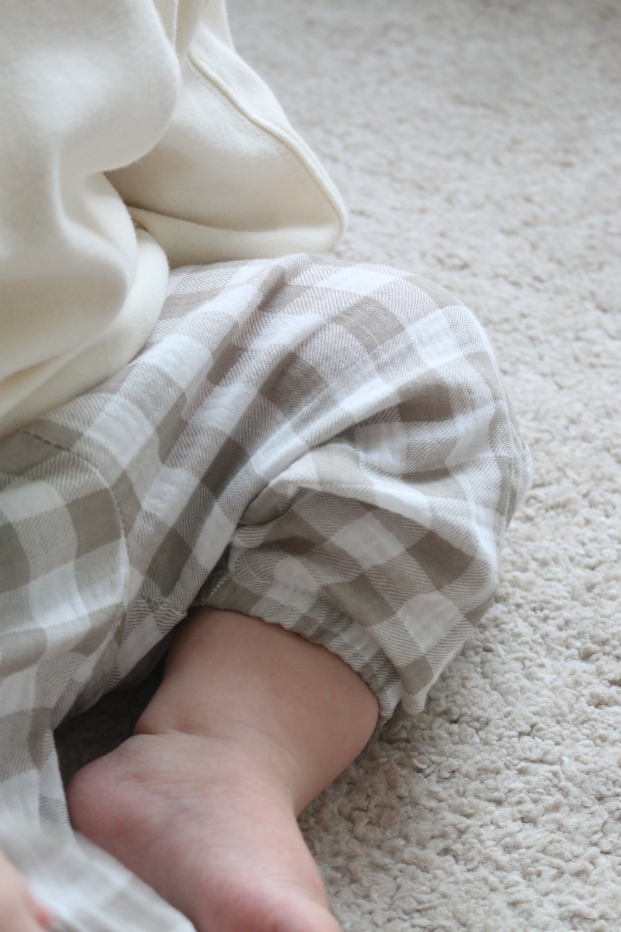 GINGHAM MUSLIN COTTON LOOSE TROUSERS