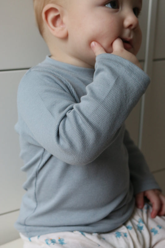 BLUE DUSK ULTRA SOFT RIBBED COTTON TOP
