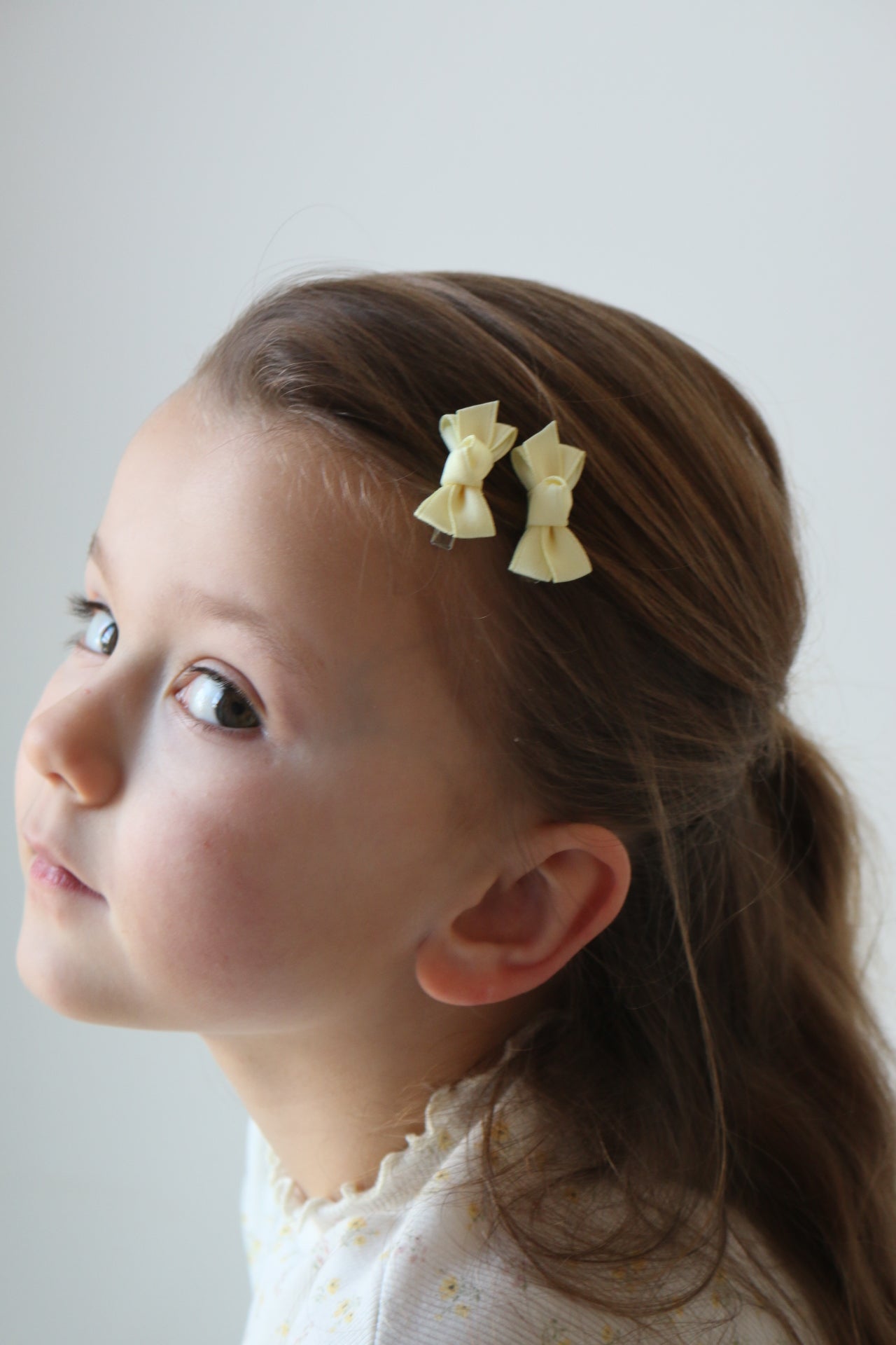 PETIT SILK RIBBON BOW SET - LEMON