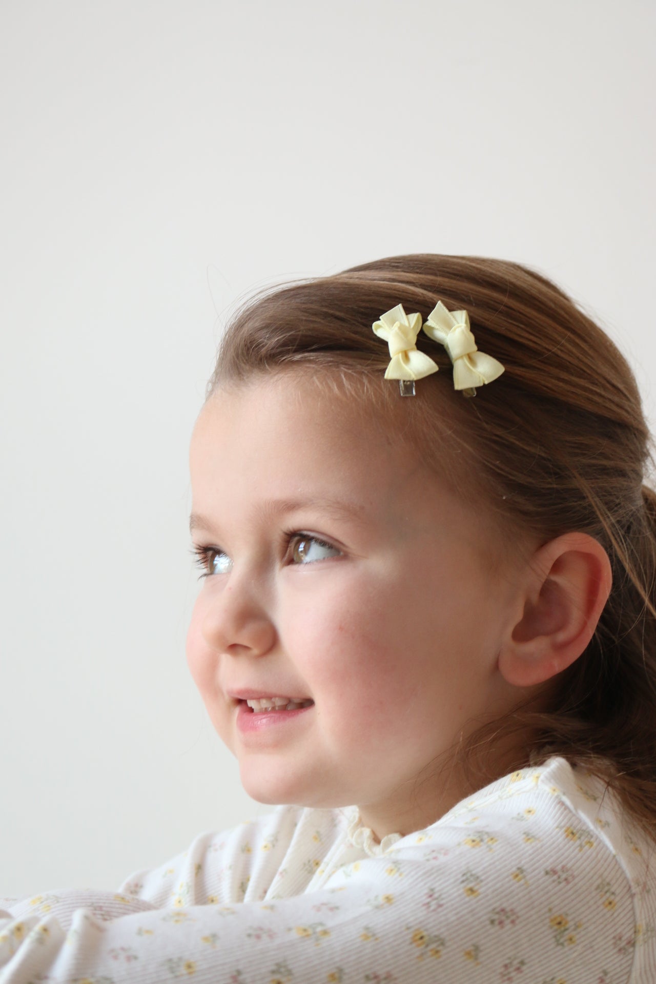 PETIT SILK RIBBON BOW SET - LEMON