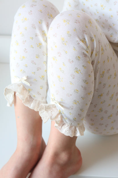 RIBBED COTTON BRODEDRIE LEGGINGS