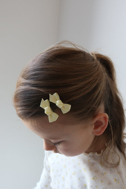 PETIT SILK RIBBON BOW SET - LEMON