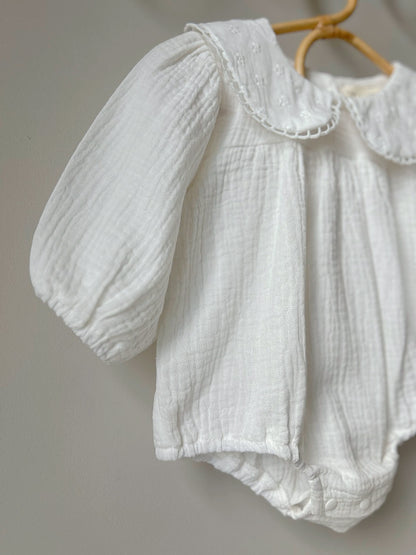 WHITE MUSLIN COTTON ROMPER