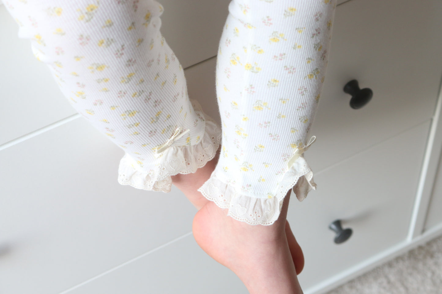 RIBBED COTTON BRODEDRIE LEGGINGS