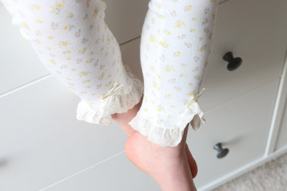 RIBBED COTTON BRODEDRIE LEGGINGS