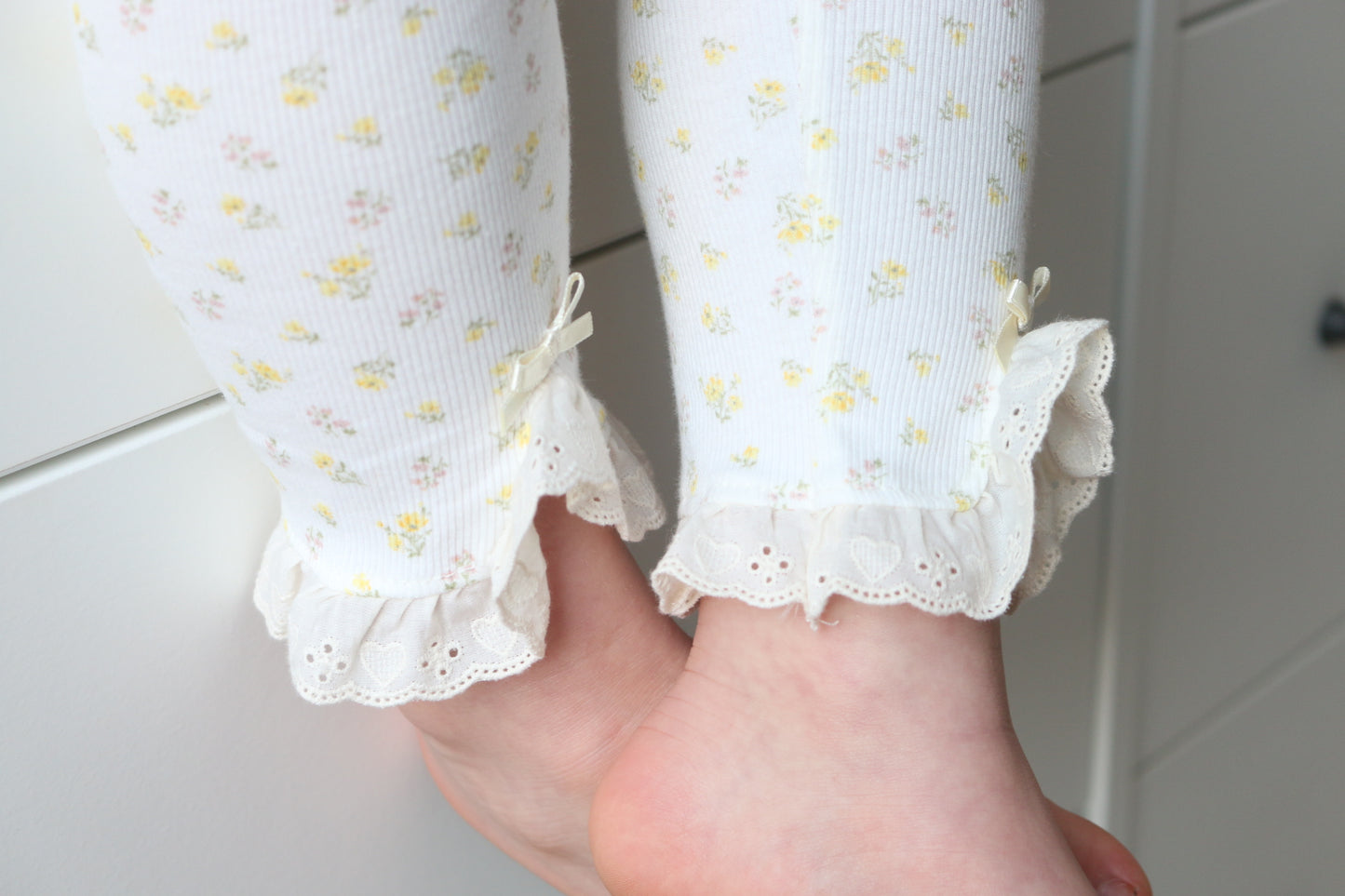 RIBBED COTTON BRODEDRIE LEGGINGS