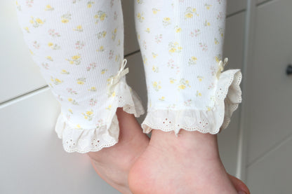 RIBBED COTTON BRODEDRIE LEGGINGS