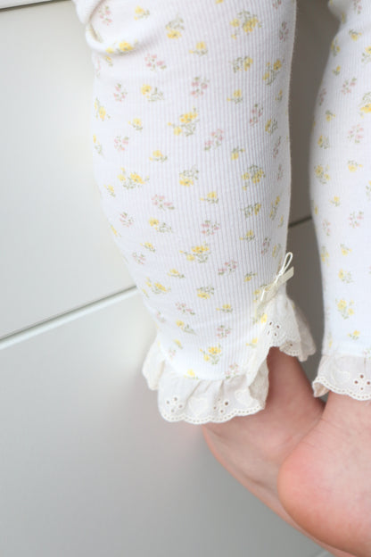 RIBBED COTTON BRODEDRIE LEGGINGS