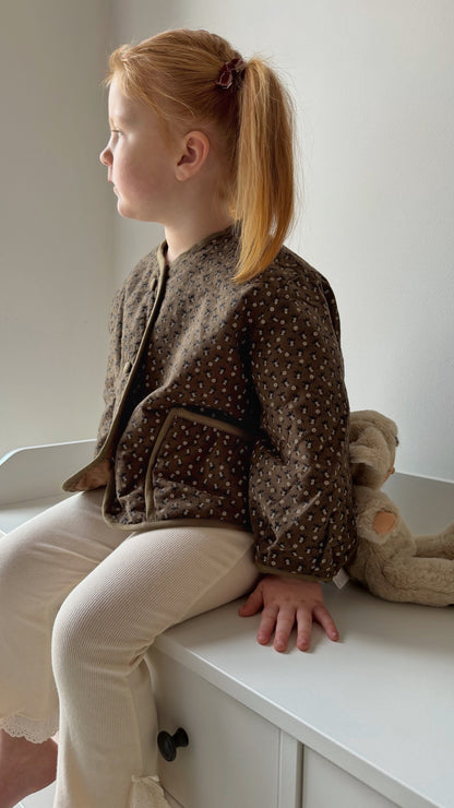 CHOCOLATE FLORAL PRINT QUILTED JACKET