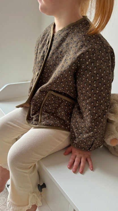 CHOCOLATE FLORAL PRINT QUILTED JACKET