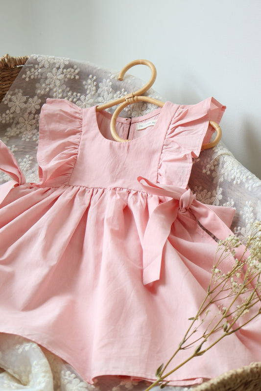 SOFT COTTON RUFFLE PINAFORE | PEONY PINK