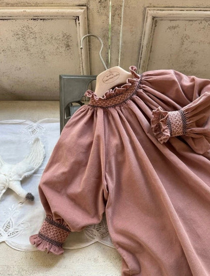 IRA SMOCKING CORDUROY ROMPER