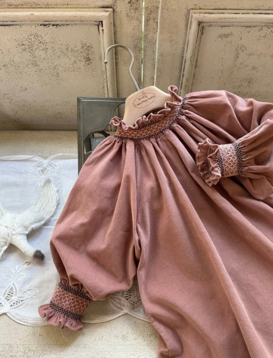 IRA SMOCKING CORDUROY ROMPER