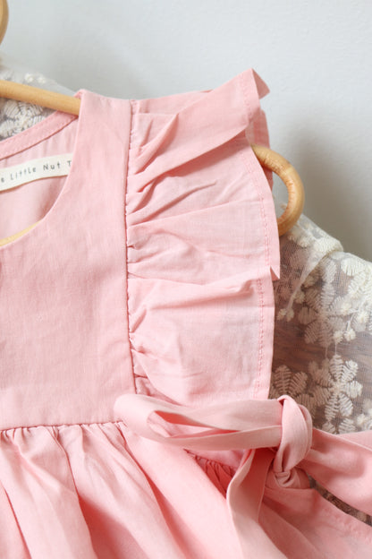 SOFT COTTON RUFFLE PINAFORE | PEONY PINK