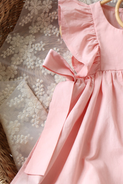 SOFT COTTON RUFFLE PINAFORE | PEONY PINK