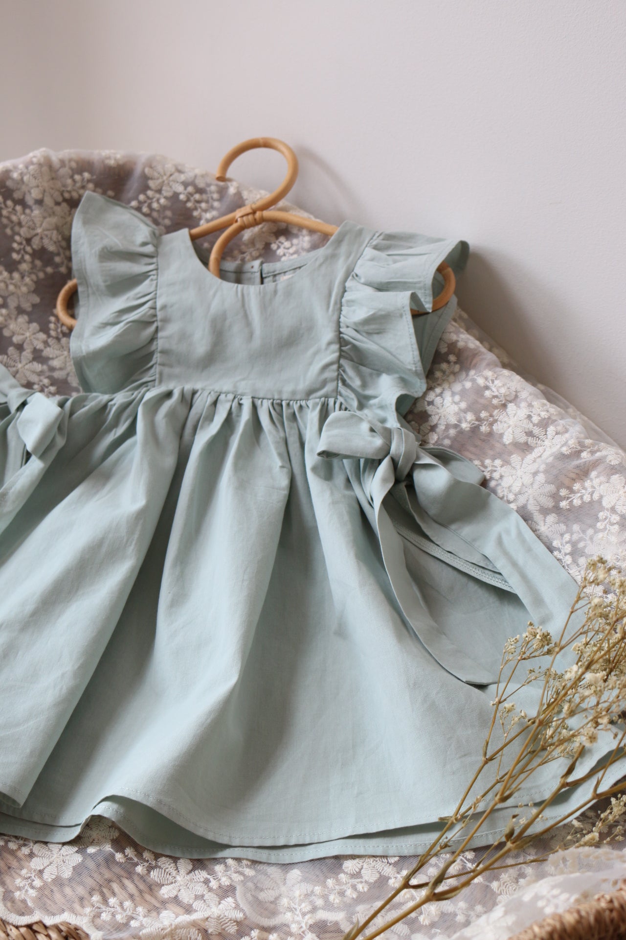 SOFT COTTON RUFFLE PINAFORE | DUCK EGG